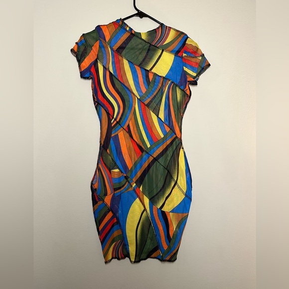 Paris Multi-Colored Sheer Mini Dress ❤️💚💙💛🧡🩶 - Picture 4 of 4